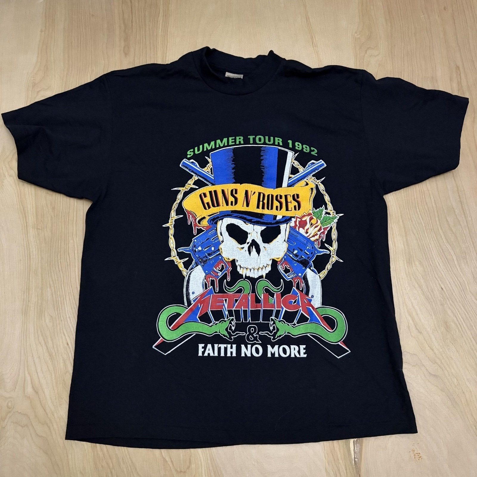 Vtg Guns N Roses T Shirt Xl Metallica Summer 92 Tour Faith No More Single Stitch